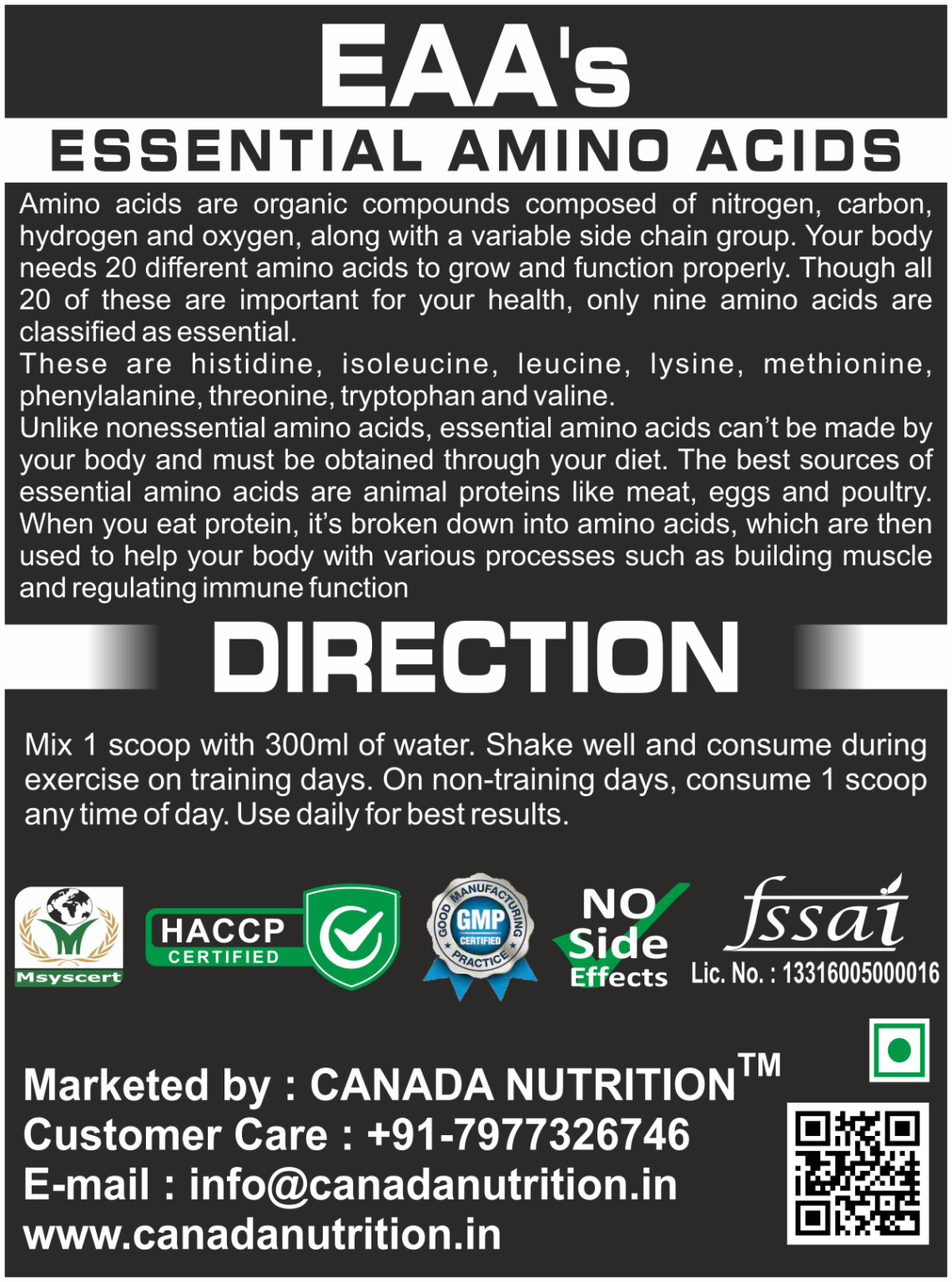 Canada Nutrition EAA (Essential Amino Acid) Healthmaker