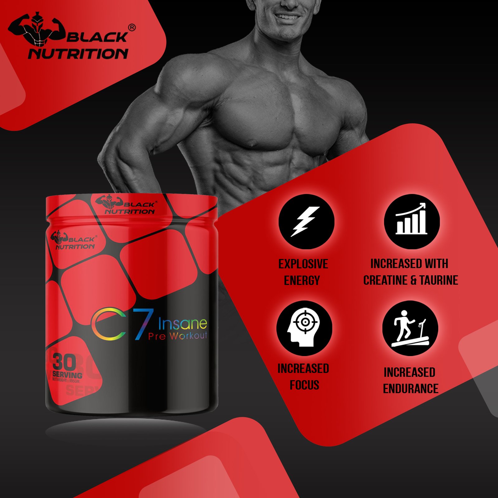 Black Nutrition C7 Insane Pre Workout - Healthmaker